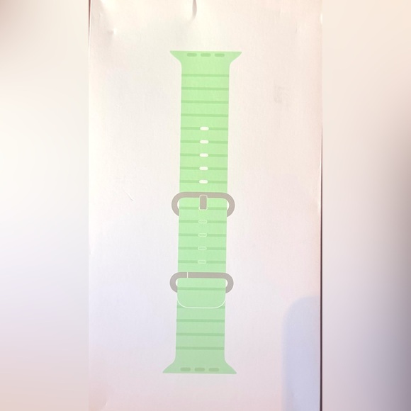 Apple Watch 49mm Natural Titanium Neon Green Ocean Band f/Ultra 2, Sealed, NEW - Picture 2 of 10
